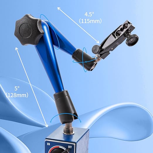 Dasqua Industrial-Strength Magnetic Base Indicator Holder with Fine Adjustment, Heavy Duty dial gage Holder with Swivel clamp, 176lb/80kg Max Pull