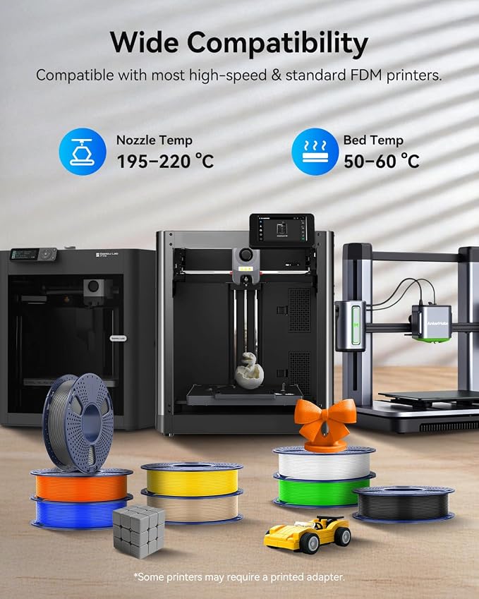 JAYO PLA+ Filament Bundle 1.75mm, 3D Printer Filament Bundle Multicolor, Individually Vacuum Packed, 250g Spool, 8 Pack, 2KG in Total, Black+White+Grey+Blue+Green+Orange+Yellow+Burlywood Color