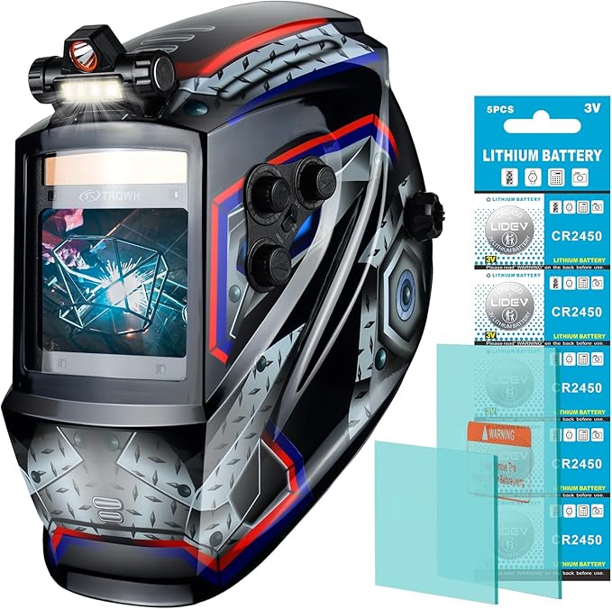 TRQWH Auto Darkening Welding Helmet Large Viewing True Color Solar Powered Welding Hood & Welding Backpack for Men Waterproof Reinforced Bottom Large Capacity