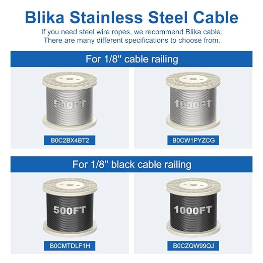 BLIKA 8 Inch Cable Cutter Wire Cutter Heavy Duty Up to 1/8" 5/32" Stainless Steel Aircraft Wire Rope for Deck Stair Cable Railing Metal Fence Bicycle Brake Bike