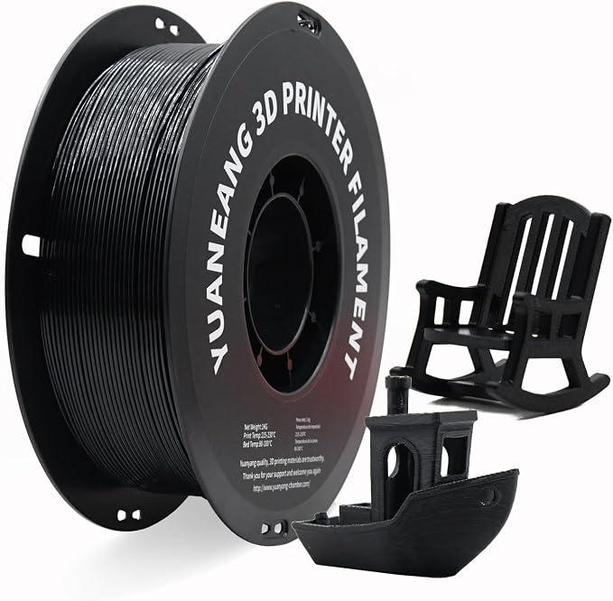 PETG 3D Printer Filament 1.75mm Black, 1kg Spool, Strong & Durable PETG Material, Heat-Resistant, Low Warping, High Transparency Option, ±0.03mm Precision