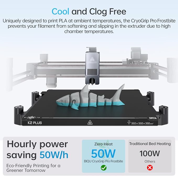BIQU CryoGrip Pro Frostbite for K2 Plus 370x370mm Cold Build Plate Room Temperature Print Double Sided Upgrade Plate Removable Surface Platform