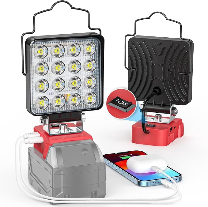 Ecarke 70W Cordless LED Work Light Compatible with Milwaukee 18V Battery & Cordless Jig Saw Compatible with Milwaukee 18V Battery