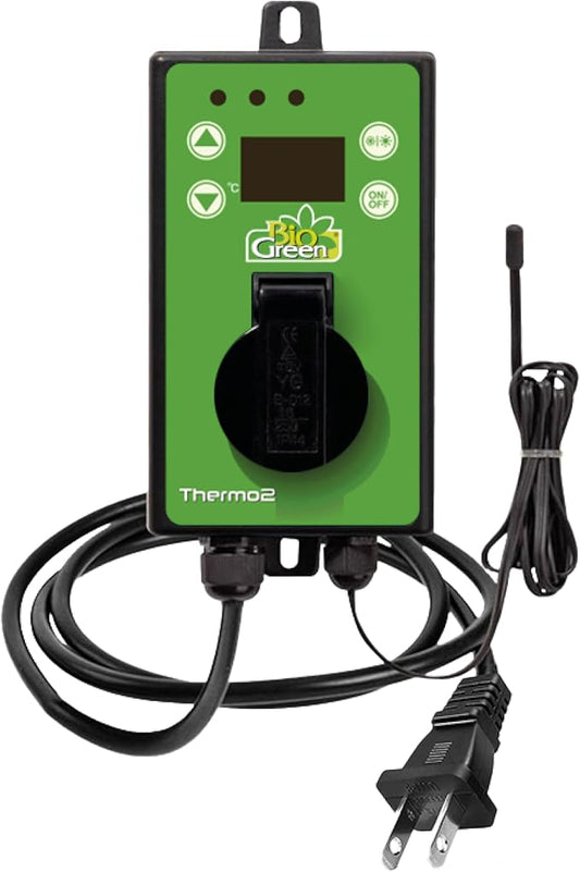 BioGreen TER2/US Thermo 2 Digital Greenhouse Thermostat with Summer/Winter Function 2 Years Warrenty, Green