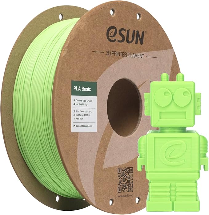 eSUN PLA Basic Filament 1.75mm, 3D Printer Filament High Speed PLA for Fast Printing, 1KG Spool (2.2 LBS) 3D Printing Filament for High Speed 3D Printers, Peak Green