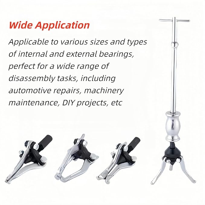 RQG 3 Jaw Slide Hammer Bearing Puller Set, Universal Internal External Bearing Gear Puller Set, Alloy Steel Pulley Wheel Bearing Removal Tool Set with Storage Case