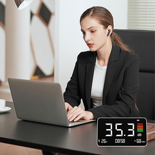 3 in 1 Decibel Meter Sound Level Meter 30-130 dBA with LED Display Temperature and Humidity Detector for Classroom Studio Home