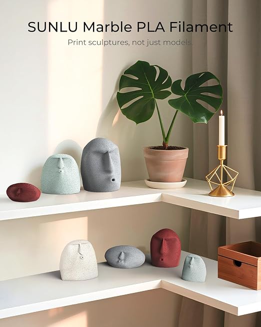 Marble PLA Filament 1.75mm Bundle, 3D Printer Filament Bundle Multicolor, Individually Vacuum Packed, 250g Spool, 4 Rolls, Ashen Concrete+Shadow Storm+Forest Green+Brick Red