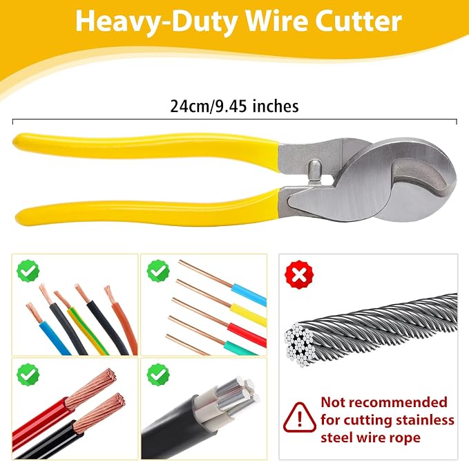 Hydraulic Crimping Tool and Cutter Set, Hydraulic Crimper, 12 AWG to 2/0 AWG, Cable Crimper with 9 Crimping Dies, for Industrial and Residential Electrical Work