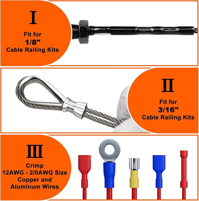 Sanuke Hydraulic Crimping Tool 12 AWG to 2/0 AWG, Battery Cable Lug Wire Terminal Crimper with 9 Die Sets, 1/8” Wire Rope Crimping Tool
