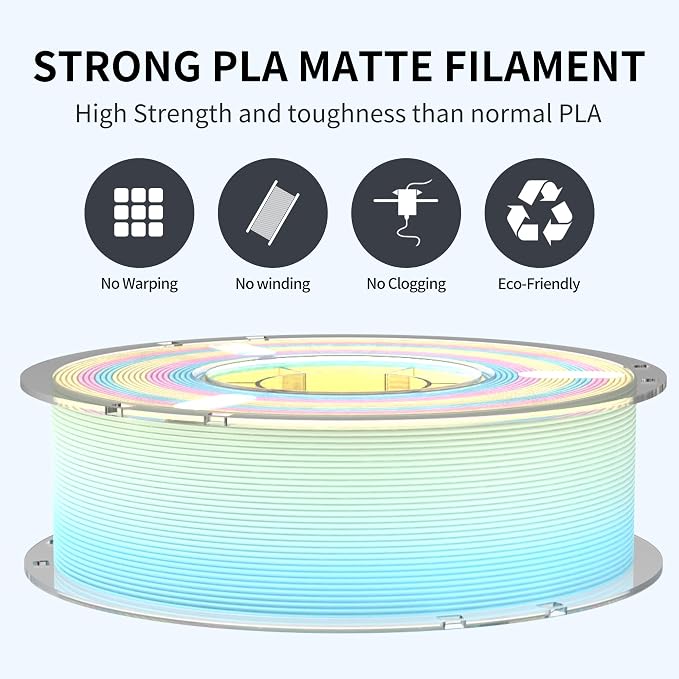 RAMBERY Matte Rainbow 3D Printer Filament 1.75mm 1kg Matte PLA Filament Fast Color Change Yellow Blue Pink 3D Printing Accessories