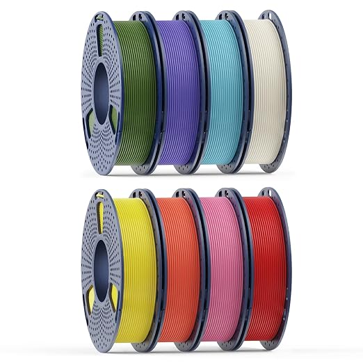250g Matte PLA Filament 1.75mm Bundle,3D Printer Filament Bundle Multicolor, 250g Spool,8 Rolls, BoneWhite+Red+Yellow+OliveGreen+Blue+Orange+Purple+Pink