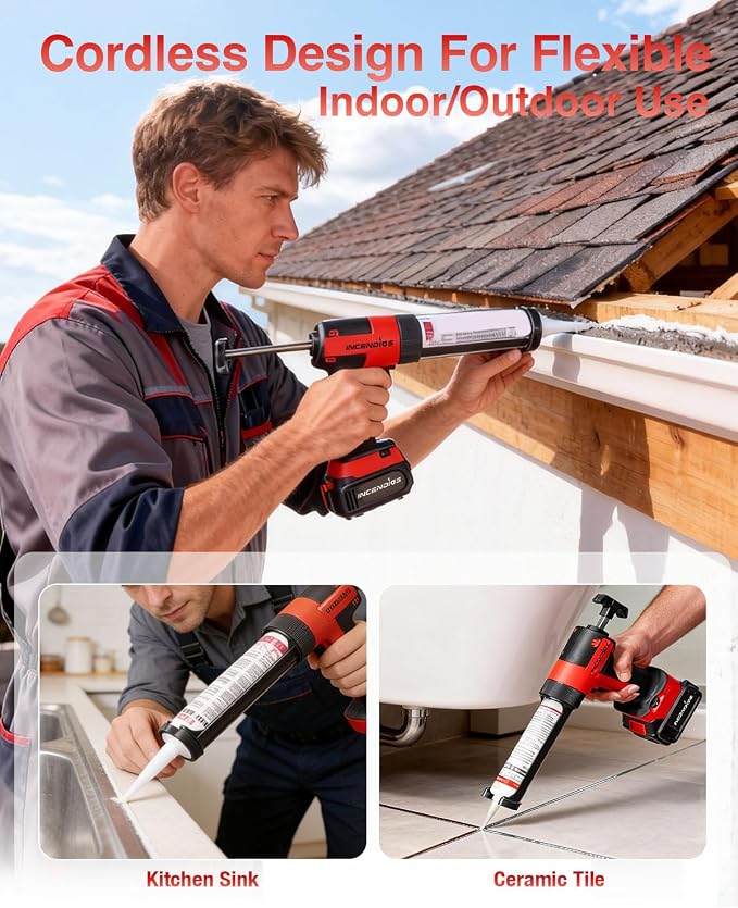 Cordless Caulking Gun Compatible with Makita 18V 21V Battery, 800KG Thrust Electric Caulk Gun (Tool Only), 10oz 6-Speed Power Caulk Gun with 13Pcs Caulking Tools, Auto-Retract Anti-Drip for DIY