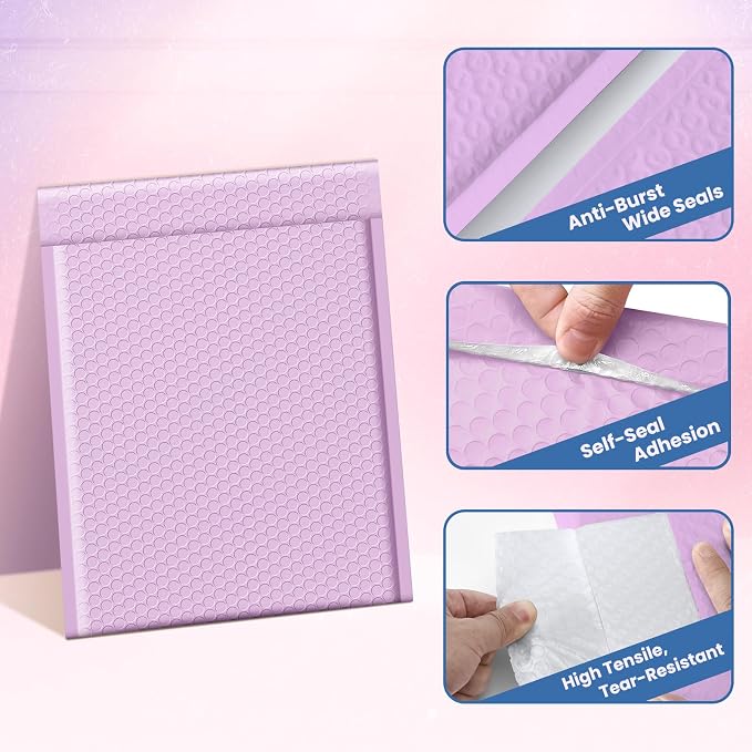Fuxury Bubble Mailers 10x13 Inch Lavender 25 Pack, Opaque Padded Envelopes for Clothing, Books, Makeup & Accessories, Self Seal Shipping Bags for Small Business