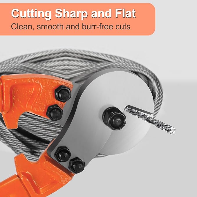 Hardened Cable Cutter, 18" Heavy Duty Wire Rope Cutter, Industrial Strength Hand Tool Wire Cutters up to 5/16" Stainless Steel Wire, Hard Wire Ropes, Manganese Steel