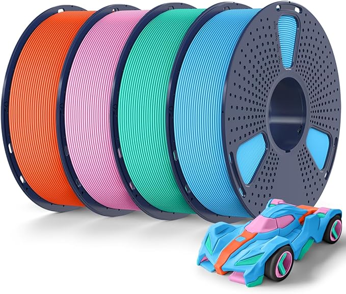 SUNLU High Speed PETG Filament 1.75mm 4KG Bundle, 3D Printer Filament 4kg, 1kg per Spool, Pack of 4, 4 Colors, Sky Blue+Mint Green+Pink+Orange