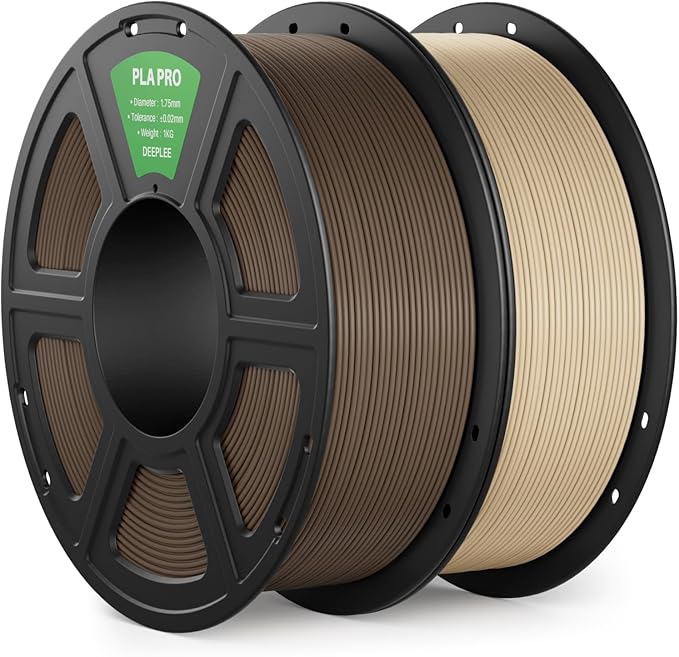 PLA PRO Filament 1.75mm, Stronger Toughness 3D Printer Filament 2KG, PLA Filament Dimensional Accuracy +/- 0.02 mm, Neatly Wound, Fits Most FDM 3D Printer, Beige and Braun