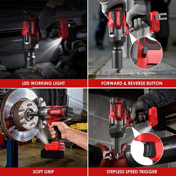 Cordless Impact Wrench 1/2" for Milwaukee 18V Battery | High Torque 1700FT-LBS Brushless Impact Driver, Auto-Stop Reverse, Variable Speed, Heavy Duty Impact Gun (Bare Tool)