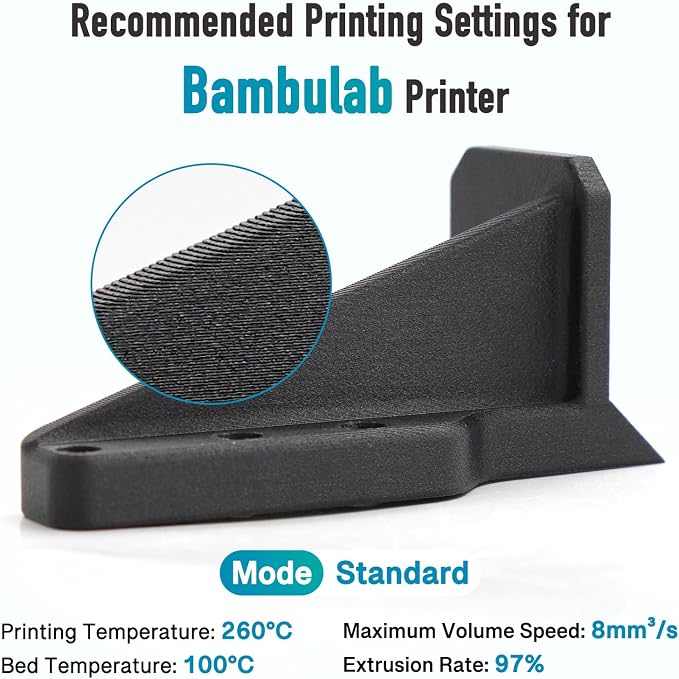 YXPOLYER PC-CF Filament Polycarbonate PC Carbon Fiber Engineering-Grade Filament 1.75mm 1kg with Reusable High-Heat Tolerant Spool