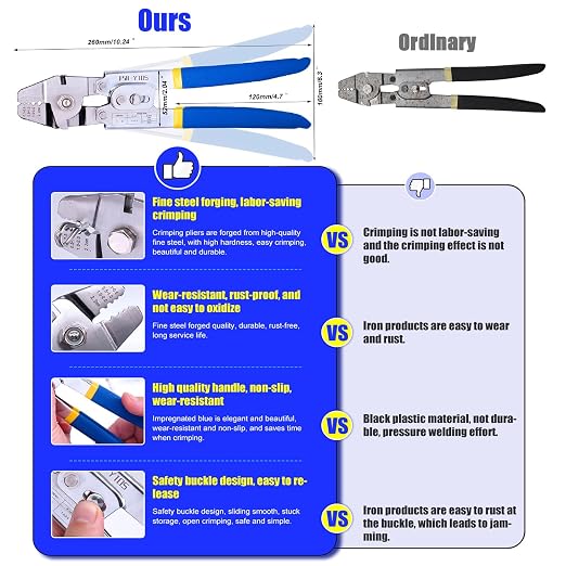 Twidec/Wire Rope Crimping Tool Up to 2.2mm with 160PCS 1/16''Aluminum Crimping Loop Sleeve 255PCS Aluminum Crimping Loop Sleeve and 304 Stainless Steel Wire Rope Cable