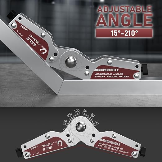 YESWELDER Adjustable Angle On/Off Welding Magnet, 20-200° Angle Magnetic Welding Holder, 66LB/30KG Switchable Holding Power Welding Accessory