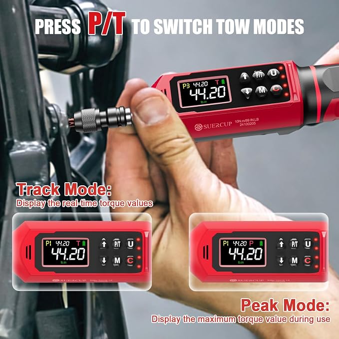 SUERCUP 1/4"&3/8"&1/2" Digital Torque Wrench Set, ±1% accuracy | 0.15-10Nm&0.66-44.29Ft.Lb/0.9-60N.m&3.8-250.8Ft.Lb/5.1-340Nm, 9 presets, 5 units, for Truck, Auto, Moto, Bike, Electronics