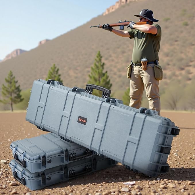 VEVOR Rifle Case, Rifle Hard Case with 4 Layers Fully-protective Foams, Lockable Hard Gun Case with Wheels, IP67 Waterproof & Crushproof, for Rifles or Shotguns