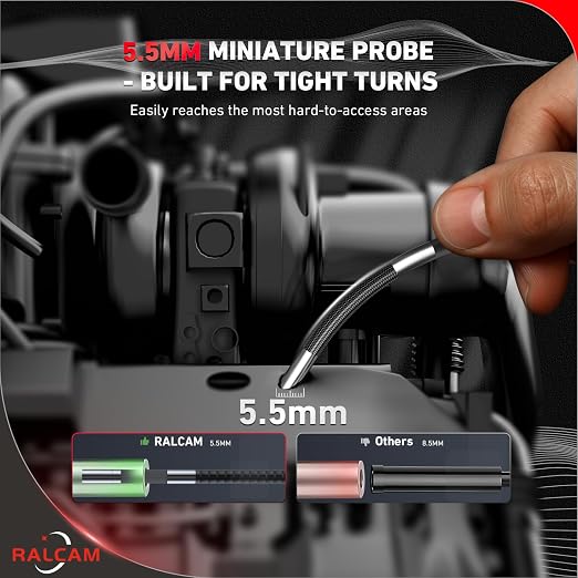 5.5mm Articulating Borescope 5inch + 0.33in Endoscope Camera with Light for Phone