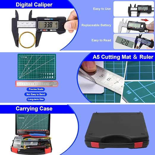 3D Printer Tool Kit, 105 Pcs 3D Printer Accessories Includes Deburring Tool, Removal Tools, Digital Caliper, Cutting Mat, Carrying Case, 3D Printing Tool Kit for Finishing, 3D Print Removing, Cleaning