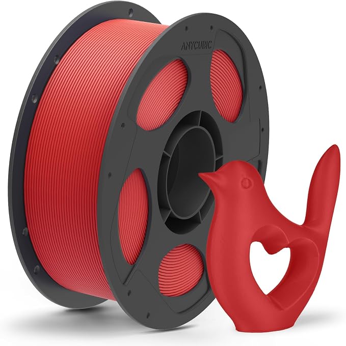 ANYCUBIC Matte PLA Filament 1.75mm, 3D Printing PLA Filament 1.75mm Dimensional Accuracy +/- 0.03mm, 1KG Reusable Spool (2.2 lbs), Matte Red