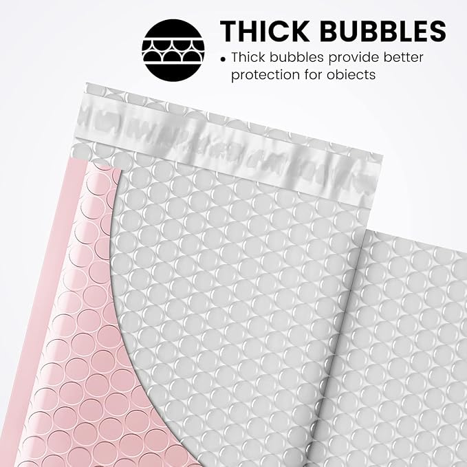 Fuxury Bubble Mailers 4x8 Inch Light Pink 200 Pack Padded Envelopes Usable Size 4x7" Thick Mailing Envelopes Bubble Opaque Padded Mailers Shipping Bags for Mailing Jewelry Makeup Small Business#000