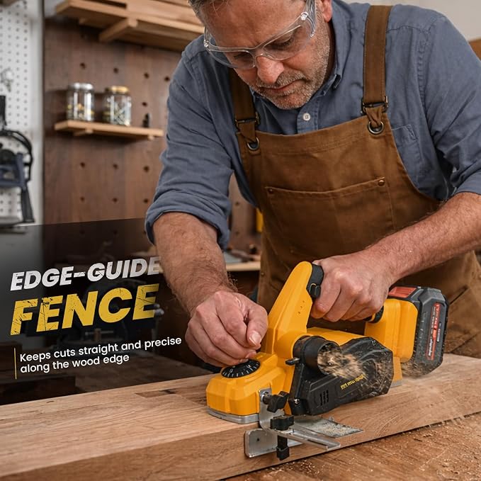 Brushless Cordless Hand Planer Compatible with Dewalt 20V MAX Battery (Tool Only), 16000 RPM 3-1/4 Inch, w/Dual Dust Ports, Portable Handheld Power Planer for Woodworking,DIY, Chamfer