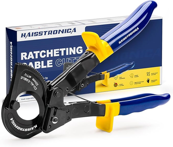 haisstronica Ratchet Cable Cutters,Heavy Duty Wire Cutters for Cutting Electrical Copper & Aluminum Cable Wire Up to 240mm²(500 Kcmil)