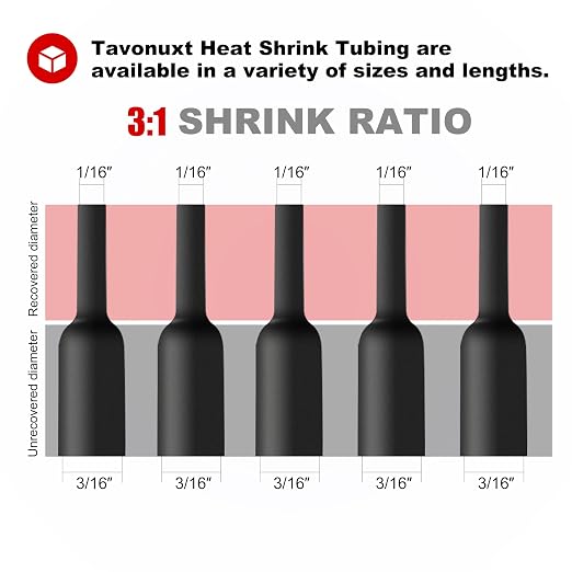 3/16" 33ft 3:1 Heat Shrink Tubing with Adhesive Lining - Marine Grade, Ideal for Home, Automotive, and Industrial Use - Black