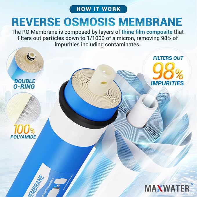 Max Water Replacement Filter Set for Standard 5 Stage Reverse Osmosis Water filter System 50 GPD RO Membrane Filters - 12 Pack - 10 inch Standard Size Water Filters