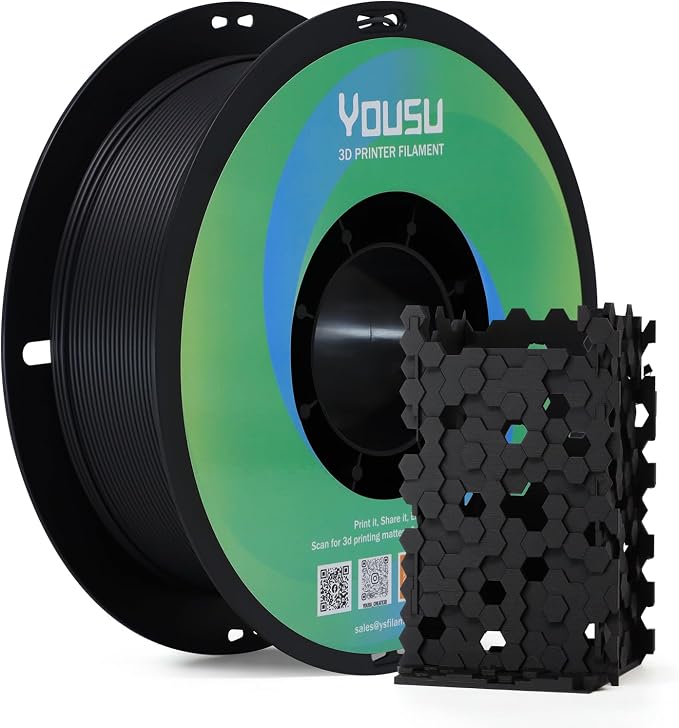 YOUSU Matte PLA Filament 1.75mm Black, Matte 3D Printing PLA Filament 1KG, Dimensional Accuracy +/- 0.02mm, PLA Matte 3D Printer Filament 1.75mm for All 3D Printers(2.2lbs)