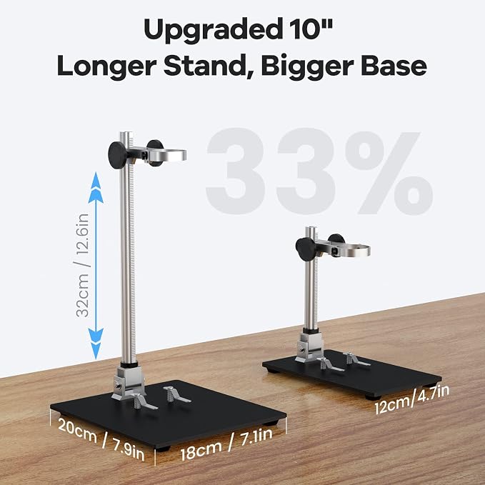 LM210 10.1'' LCD Coin Digital Microscope Full View for Error Coins, Soldering Microscope Camera for Electronics Repair, 260X Adults Coin Magnifier with Lights, 12.6'' Stand, 32G