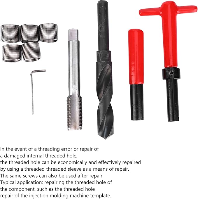 x1.5 Thread Repair Kit, High Strength Thread Repair 10Pcs | Thread Chaser Set, Stainless Steel, High Strength Thread Restoration