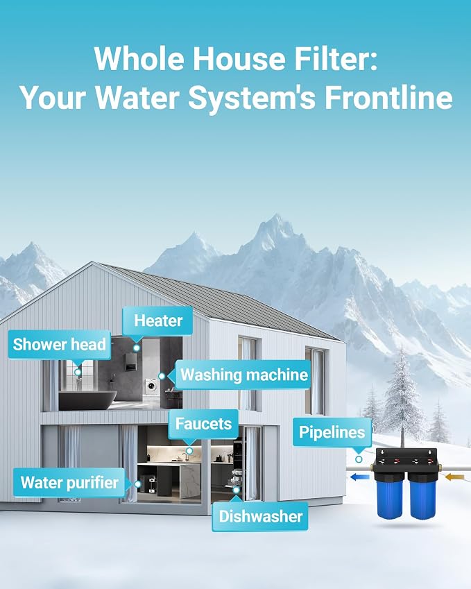 AQUA CREST WF10PG Whole House Water Filter, Compatible with WHF21-PG, GE® FXHTC, GXWH40L, 3M® Aqua-Pure AP810, Culligan® RFC-BBSA, Any 10" x 4.5" System, Reduces Sediment, Chlorine, Taste, Odor