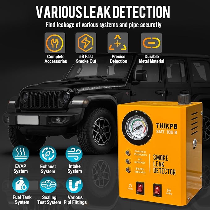 Smoke Machine Automotive Built-in Air Pump, Professional Smoke Leak Detector for Car, Diagnostic Leak Tester Tools for EVAP, Vacuum, Pipe, Fuel and More Leak Testing for All 12V DC Vehicles