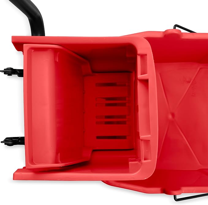 Carlisle FoodService Products Sparta Commercial Mop Bucket with Side Press Wringer, 26 Quart, Polypropylene, Red, 1 Count