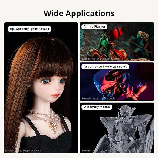 ANYCUBIC BJD Wear-Resistant 3D Printer Resin, Anti-Impact Flexible Joint 3D Resin for Ball-Jointed Dolls, Ideal Skin Tone for Action Figures & Dolls, Storm Gray, 1kg