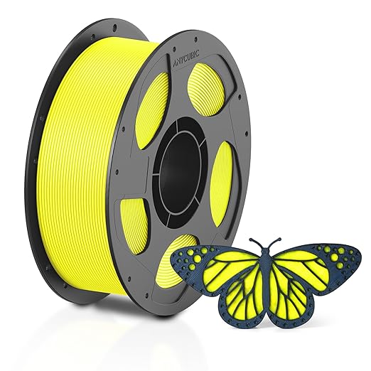 ANYCUBIC PLA 3D Printer Filament, Glow in The Dark, 3D Printing PLA Filament 1.75mm Dimensional Accuracy +/- 0.02mm, 1KG Reusable Spool (2.2 lbs), Yellow PLA, Glow Yellow