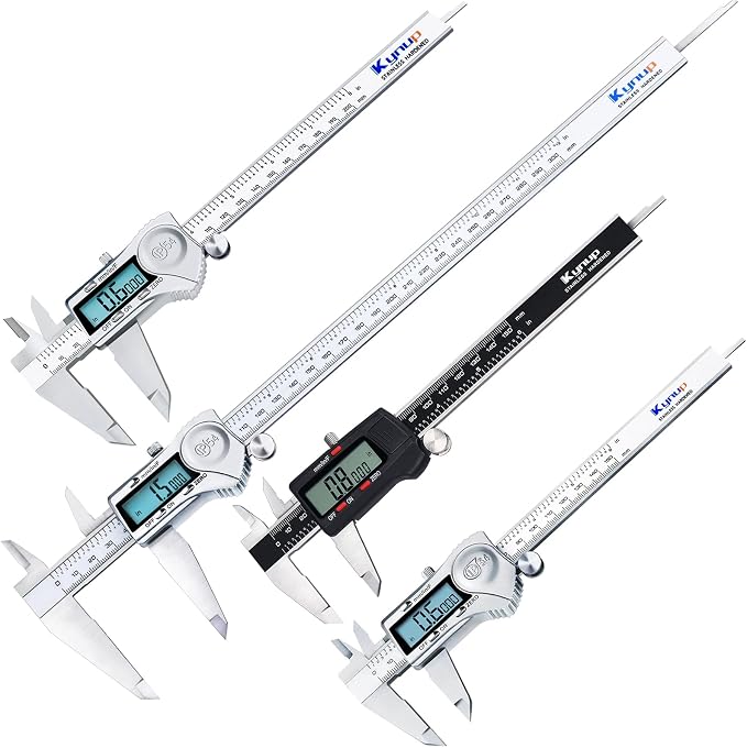 Kynup 0-12Inch Digital Caliper, Caliper Measuring Tool with Stainless Steel, IP54 Waterproof Protection Design, Easy Switch from Inch Metric Fraction, Large LCD Screen (6 Inch /12inch/8inch)