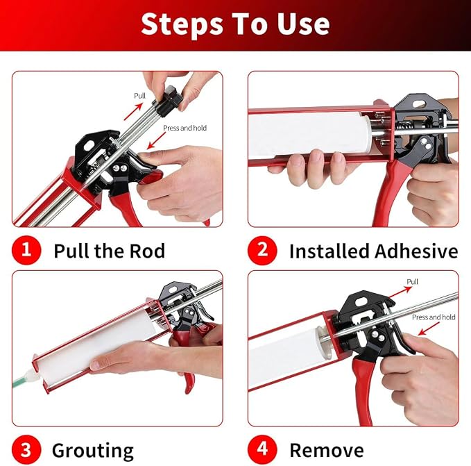 Epoxy Gun 450mL/600mL/650mL (1:1 and 2:1) Dual Component Epoxy Gun, 26:1 High Thrustdual, For Plastic Epoxy, Adhesive, Panel Bond, Panel Bonding Adhesive