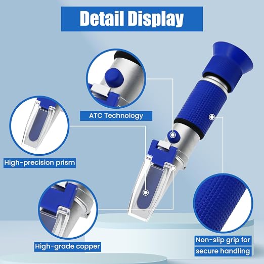 0-28% Salinity Refractometer Sea Water Tester with ATC Hand Held Refractometer for Salt, Aquarium, Industry (Made of Copper Not Cheap Aluminum)