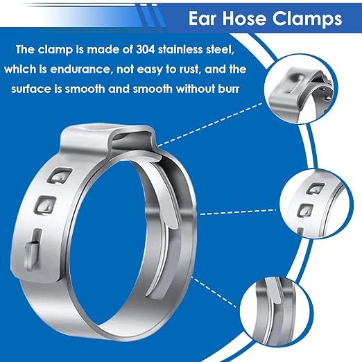 350Pcs 5.3-51mm Single Ear Hose Clamps with Worm Gear Hose Clamps Assortment Kit Pack in Handheld Box for Auto/Home Appliance/Pipe/Fuel Line