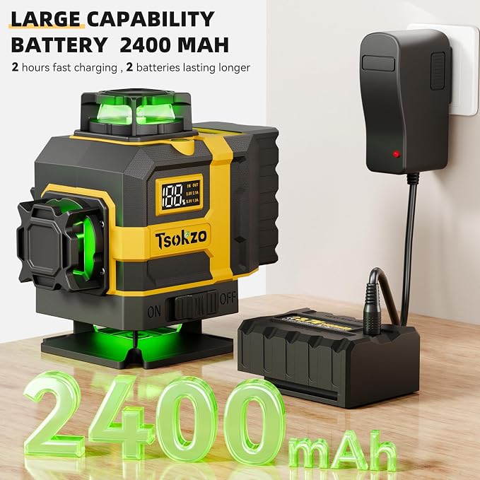 16 Lines Laser Level with Tripod - Green Cross Line Laser, 4x360° Self Leveling Laser Level, 4D Self Leveling Tool for DIY Picture Hanging, Home Renovation, Indoor Project, 2 Batteries Included