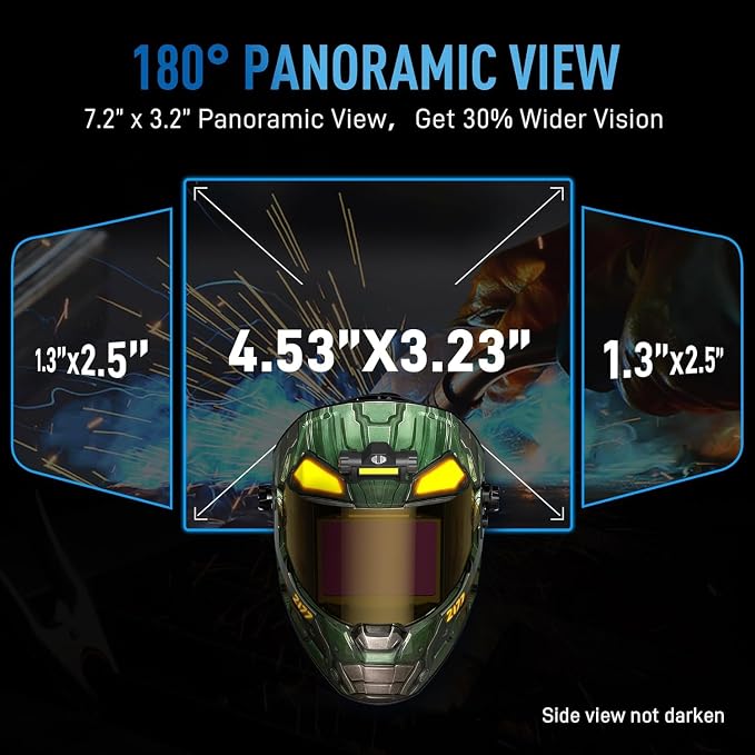 ANDELI Auto Darkening Welding Helmet with Light-Full Digital Filter, 7.2"x3.2" Extra Wide Panoramic View, Type-C Fast Charging True Color Wide Shade 4/5-9/9-13 for Weld Cut Grind