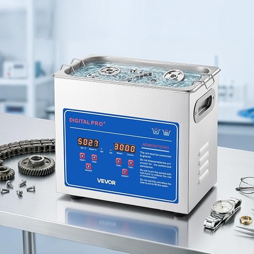 VEVOR Ultrasonic Cleaner 3L-Class Capacity Ultrasonic Parts Cleaner 40kHz, Digital Time and Temp Control, Stainless Steel Ultra Sonic Cleaning Machine with Cleaning Baskets, for Jewelry, Small Items